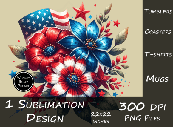 Americana Flowers Tshirt Graphic: Your Go-To Patriotic Design Asset