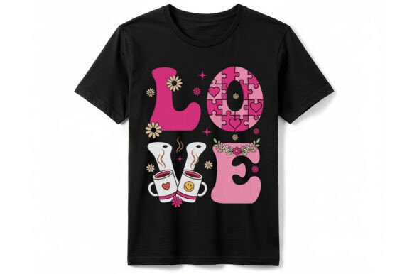 Coffee Love Heart Graphic T-shirt: A Creative Asset for Caffeine Enthusiasts
