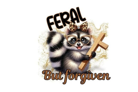 Cute Faith Raccoon Graphic: A Wild Heart, Saved Soul Design
