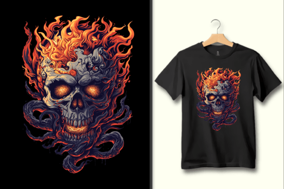 Fiery Skull Head on Fire PNG: A Bold Graphic for Edgy Design