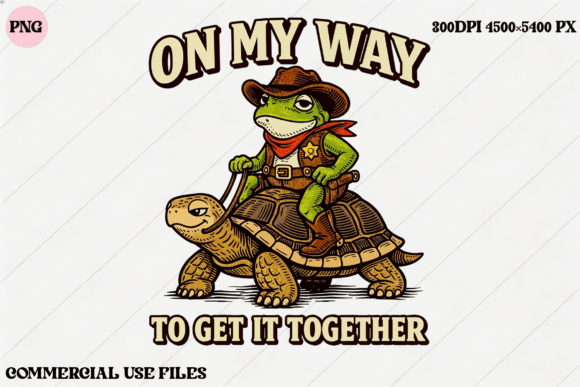 Frog Cowboy Riding Turtle Funny Graphic: A Design Asset with Personality