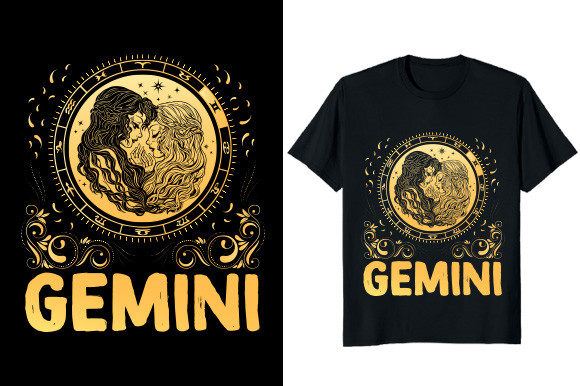 Gemini Zodiac Vintage Graphic T-shirt Design: A Versatile Asset for Creators