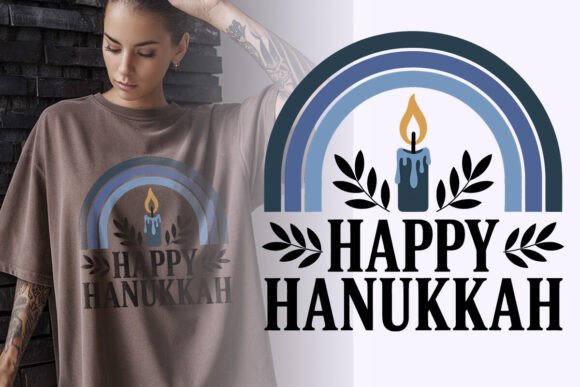 Happy Hanukah Floral Graphic: Vibrant Festive Design Assets
