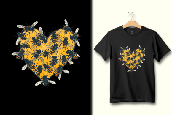 Honey Bee Love Heart PNG: A Bold Graphic for Creative Projects