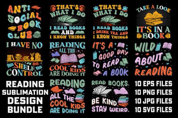 Retro Book Reading Sublimation Bundle: Vintage Style for Modern Makers
