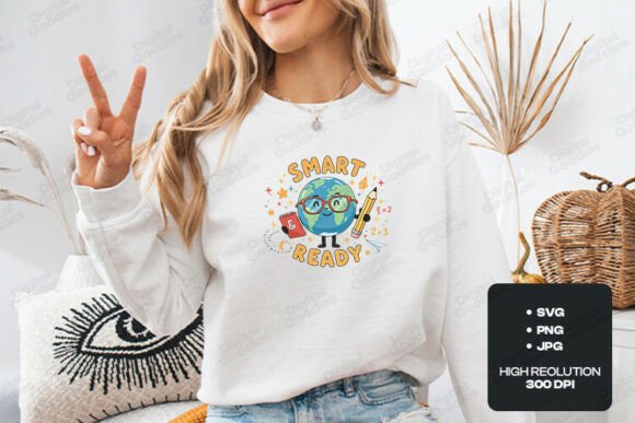 Smart Ready Cute School Globe Graphic: A Playful Design Asset